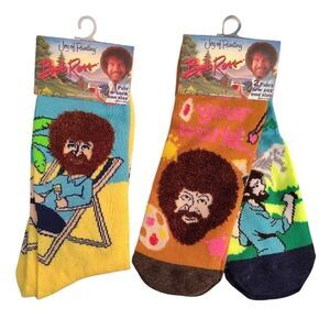 Bob Ross Printed 3 Pairs Colorful Hippie Unisex Socks NWT
